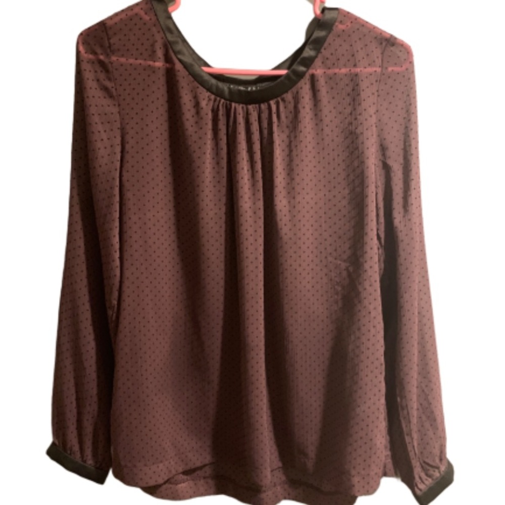 Sheer deep purple polka dots top